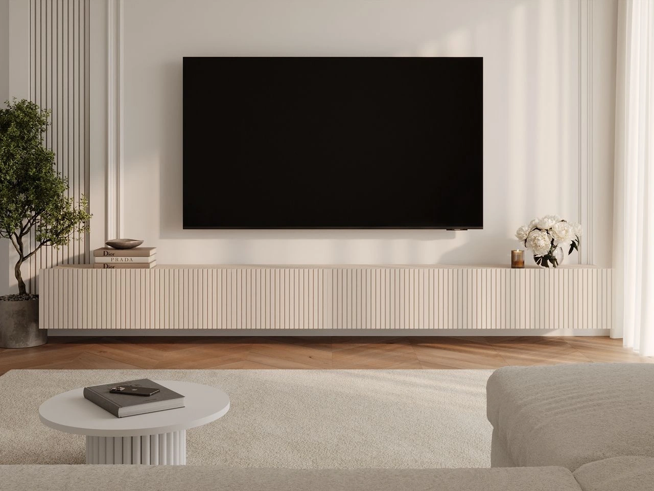 Zestaw szafkek pod telewizor z drzwiczkami 300 cm Kioto Kaszmir