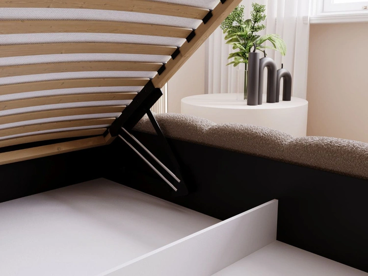 Łóżko tapicerowane z pojemnikiem i stelażem 180x200 Cloud Low brązowe