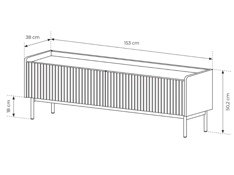 Szafka pod telewizor z drzwiczkami 153 cm Abios Beżowa, Dąb Scandi