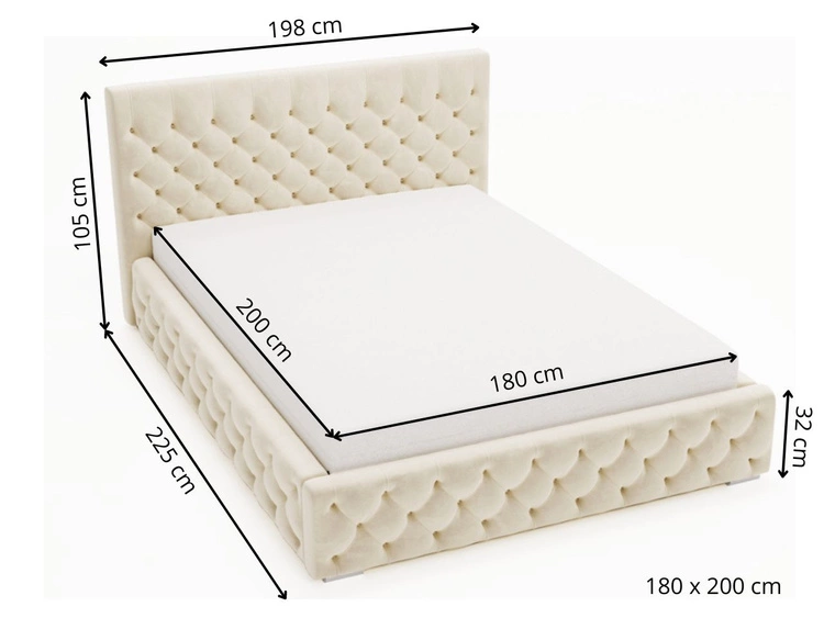 Łóżko tapicerowane z pojemnikiem i stelażem 180x200 Velutto Różowe