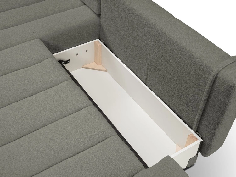 Narożnik z pojemnikiem i funkcją spania Prawy Adoro Szary