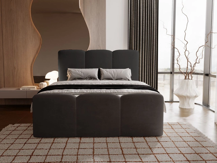 Łóżko kontynentalne z pojemnikiem na pościel 140x200 Campi Czarne