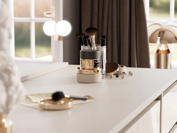 Toaletka z lustrem, szufladami i oświetleniem LED Melo Elite kaszmir połysk