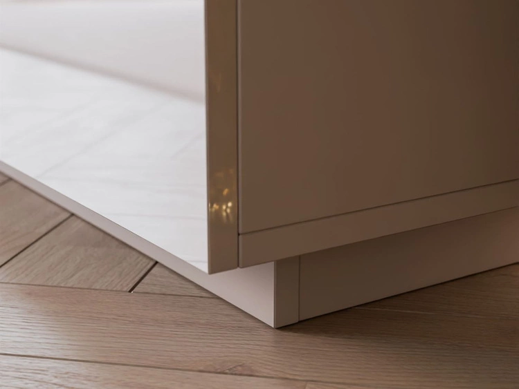 Szafka RTV w stylu glamour dwudrzwiowa z szufladą Lunelie kaszmir połysk