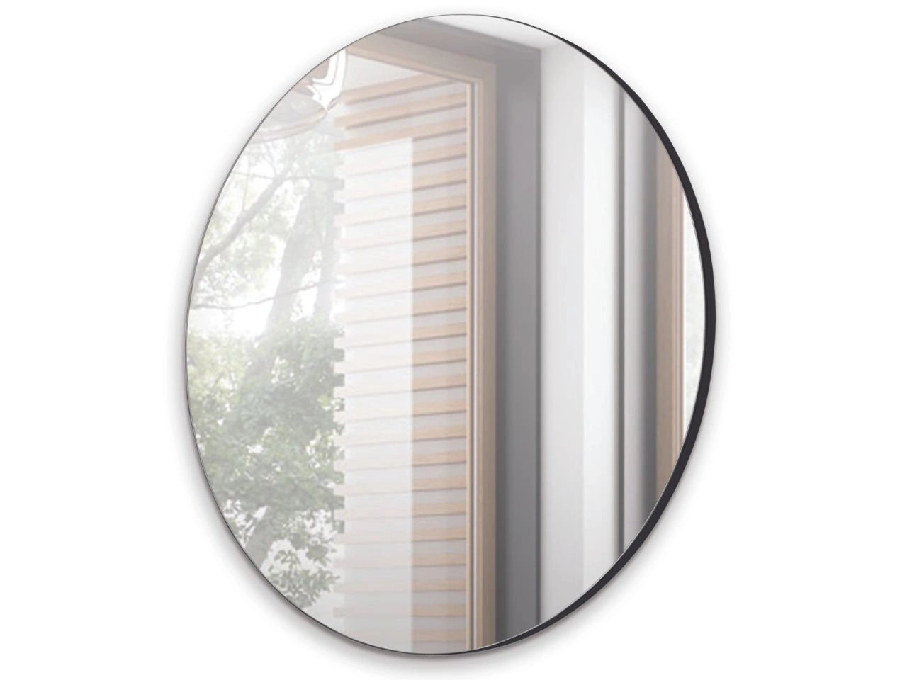 Lustro okrągłe wiszące Nusco z czarną ramą