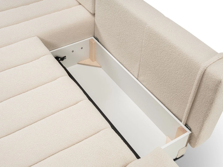 Narożnik z pojemnikiem i funkcją spania Lewy Adoro Jasnobeżowy