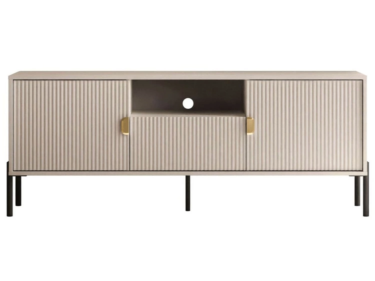 Szafka RTV dwudrzwiowa na czarnych nogach z szufladą Orlean kaszmir mat