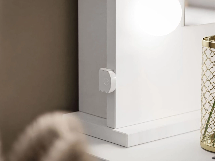 Toaletka glamour z lustrem, szufladami i oświetleniem LED Melo biały mat