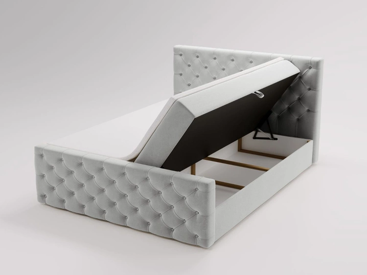 Łóżko kontynentalne z pojemnikiem na pościel 120x200 Montego Jasnoszare