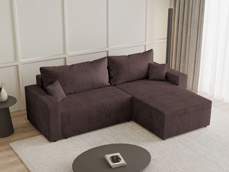 Narożnik L uniwersalny z funkcją spania i pojemnikiem Nivo Brązowy