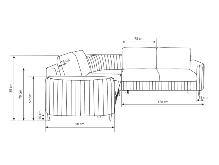 Narożnik L Prawy z funkcją spania i pojemnikiem Limon Niebieski