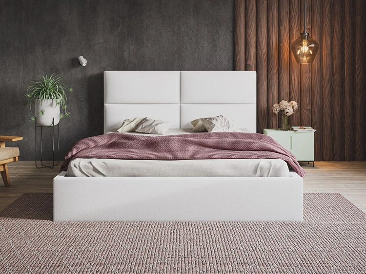 Łóżko tapicerowane z pojemnikiem i stelażem 160x200 Marad białe