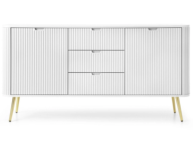 Komoda z drzwiami i szufladami na złotych nogach Viva Biała