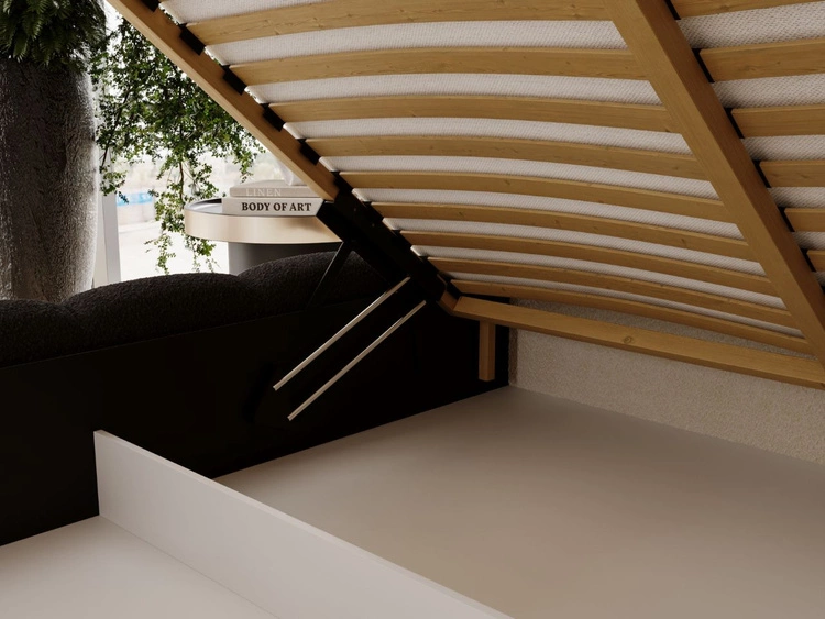 Łóżko tapicerowane z pojemnikiem i stelażem 120x200 Imperial Czarne