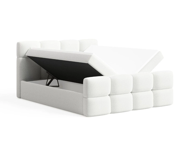 Łóżko kontynentalne z pojemnikiem na pościel 180x200 Rivon Kremowe