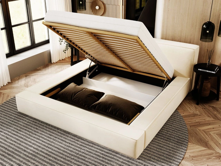 Łóżko tapicerowane z pojemnikiem i stelażem 140x200 Mali Zielone