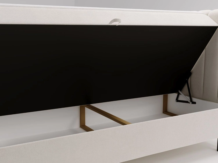 Łóżko kontynentalne z pojemnikiem na pościel 180x200 Primavera Kremowe