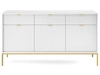 Komoda z drzwiami i szufladami Amber biała na złotych nogach