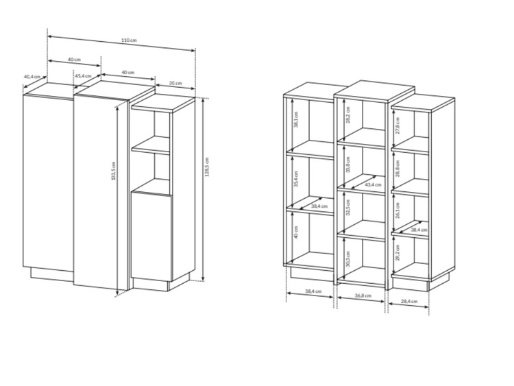 Komoda z drzwami Morten Biała, Dąb Craft Złoty