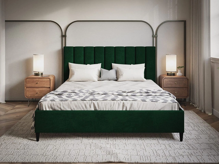 Łóżko tapicerowane ze stelażem 160x200 Snazi Zielony