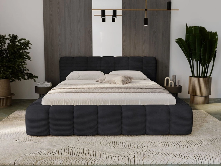 Łóżko tapicerowane z pojemnikiem na pościel 180x200 Ibiza Czarne