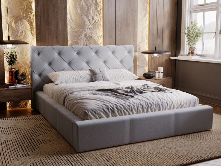 Łóżko tapicerowane z pojemnikiem i stelażem 180x200 Milano Szary