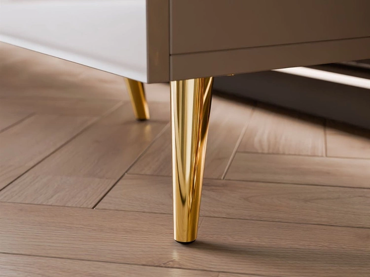 Szafka RTV w stylu glamour z szafkami i szufladą Lunelie kaszmir połysk