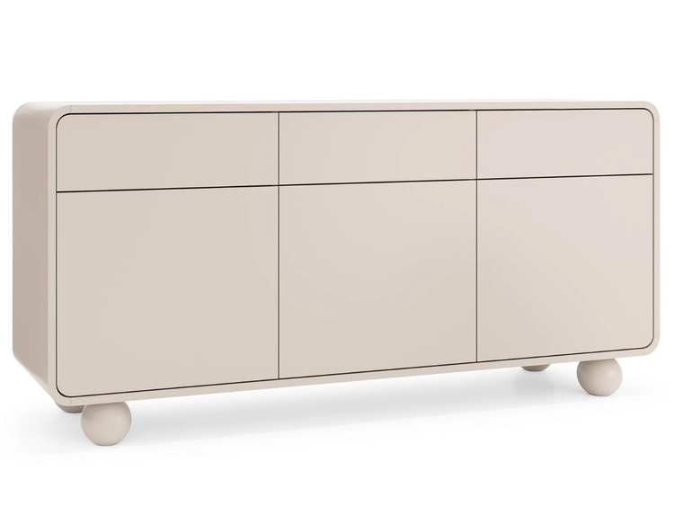 Komoda trzydrzwiowa z szufladami na kulistych nóżkach Soffio Kaszmir