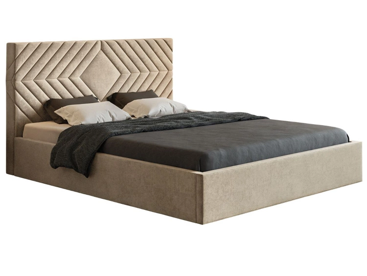 Łóżko tapicerowane z pojemnikiem i stelażem 140x200 Loris Beżowe