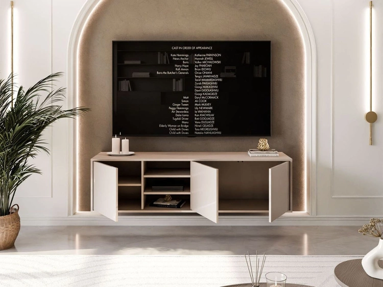 Szafka RTV wisząca pod telewizor z drzwiczkami Vivance kaszmir połysk