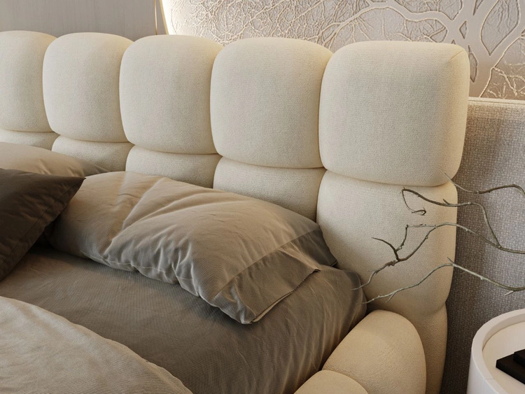 Łóżko tapicerowane z pojemnikiem i stelażem 140x200 Modo Beżowe