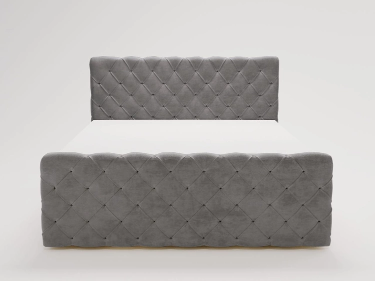 Łóżko kontynentalne z pojemnikiem na pościel 180x200 Lunaris Szare