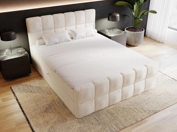 Łóżko kontynentalne z pojemnikiem na pościel 180x200 Alicante Beżowe