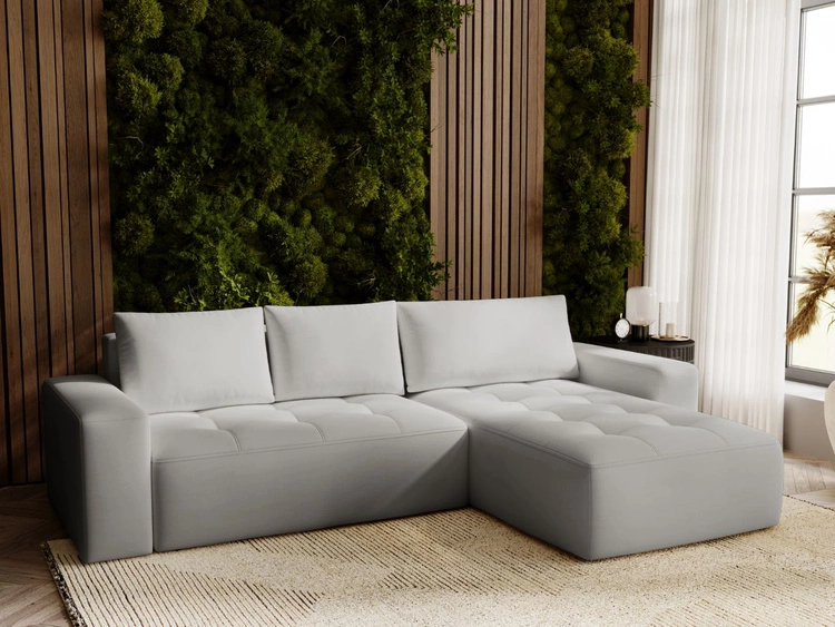 Narożnik L Prawy z funkcją spania i pojemnikiem Portland Jasnoszary