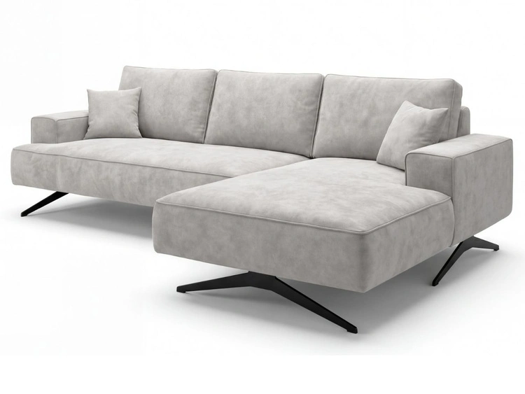 Narożnik L Prawy na metalowych nóżkach Leto szary