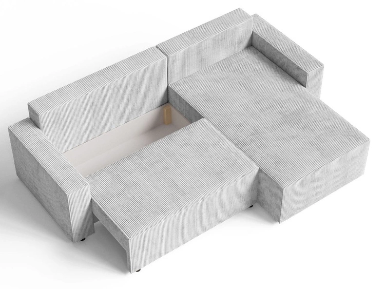 Narożnik L uniwersalny z funkcją spania i pojemnikiem Nivo Szary