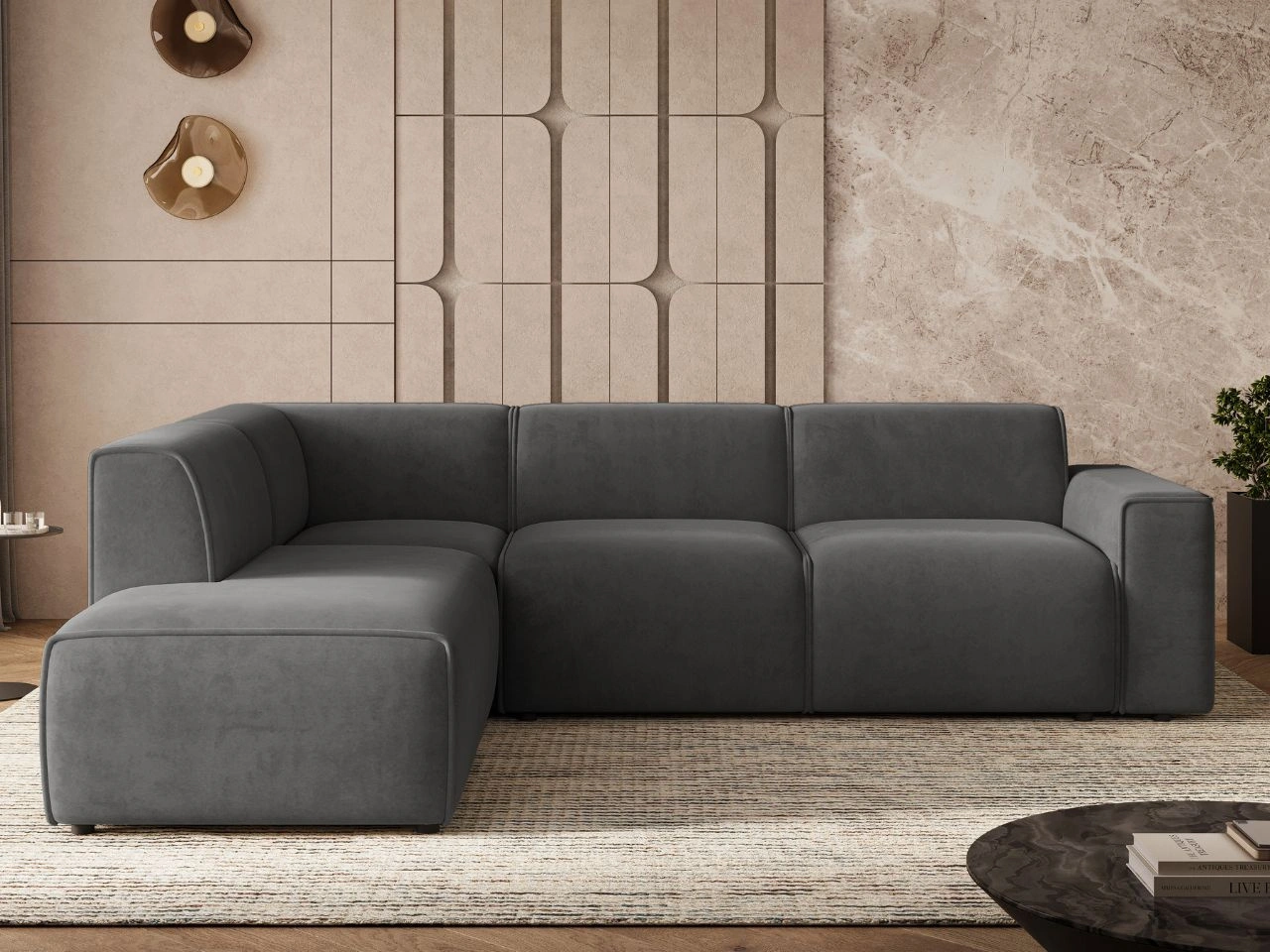 Narożnik L Lewy Eluno Ciemny szary