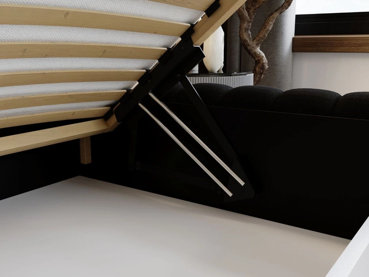 Łóżko tapicerowane z pojemnikiem i stelażem 180x200 Bliss Czarne