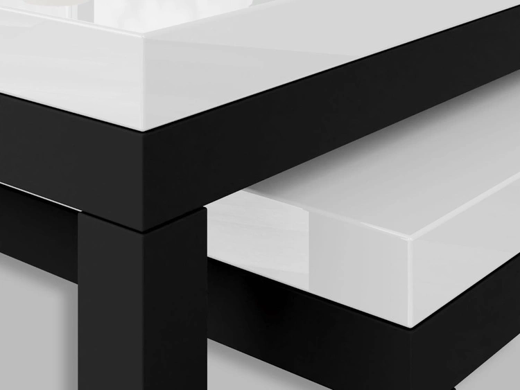 Stolik kawowy na czarnym stelażu Asumi Biały Połysk 36x42