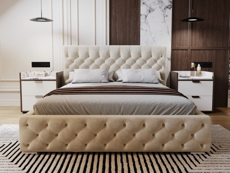 Łóżko tapicerowane z pojemnikiem i stelażem 180x200 Velutto Różowe