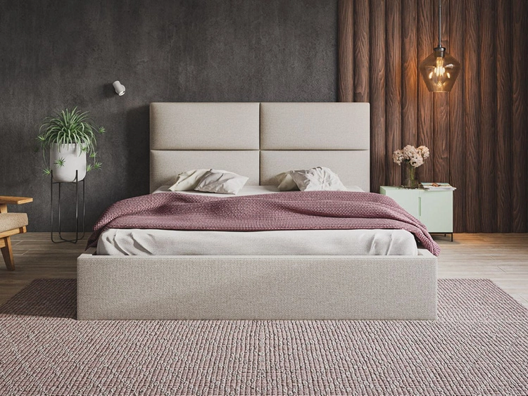 Łóżko tapicerowane z pojemnikiem i stelażem 120x200 Marad beżowe