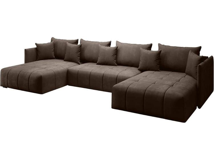 Narożnik U z funkcją spania i pojemnikiem Ardi U Brązowy