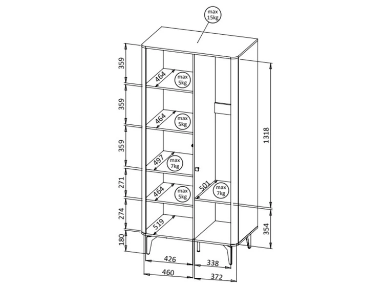Szafa z drzwiami uchylnymi Arelis Kaszmir, Orzech Royal