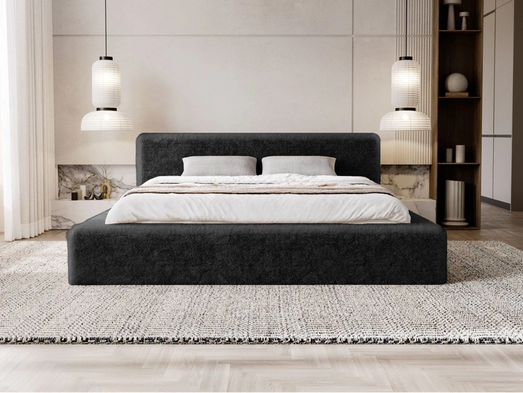 Łóżko tapicerowane z pojemnikiem i stelażem 120x200 cm Enjoy Czarne