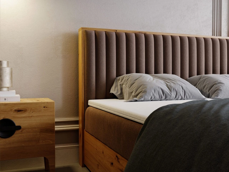 Łóżko kontynentalne z pojemnikiem na pościel 180x200 Forest Brązowy