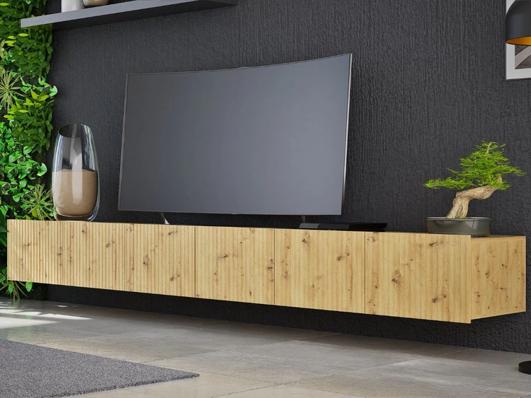 Zestaw szafek pod telewizor z drzwiczkami 300 cm Kioto Dąb Artisan