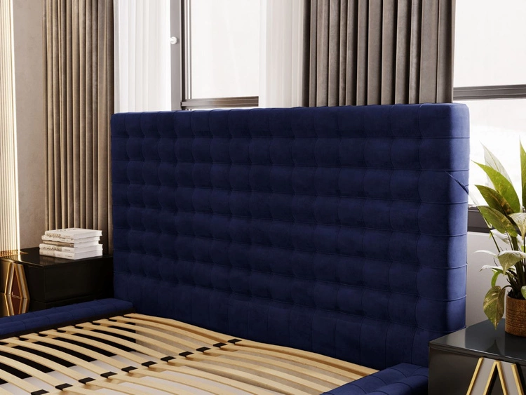 Łóżko tapicerowane z pojemnikiem i stelażem 180x200 Barbados Niebieskie