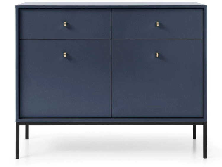 Komoda z drzwiami i szufladami na czarnych nóżkach 104 cm Amor Granatowa
