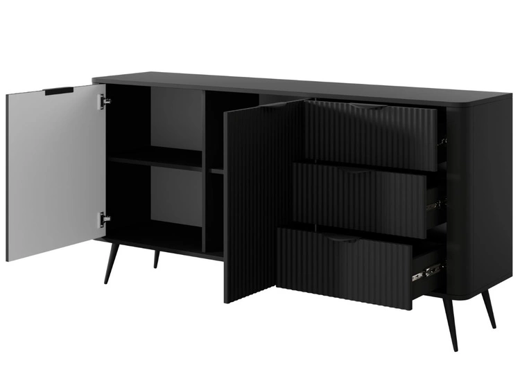 Komoda z szufladami i drzwiami 163 cm Latina Czarna