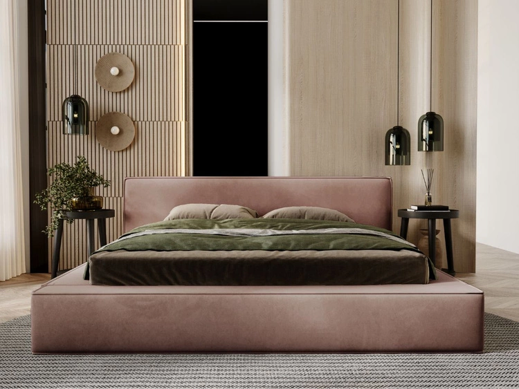 Łóżko tapicerowane z pojemnikiem i stelażem 160x200 Mali Brązowe